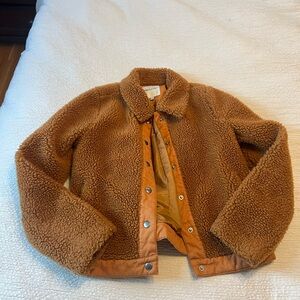 Madewell Brown Teddy Jacket Plush Cozy Style